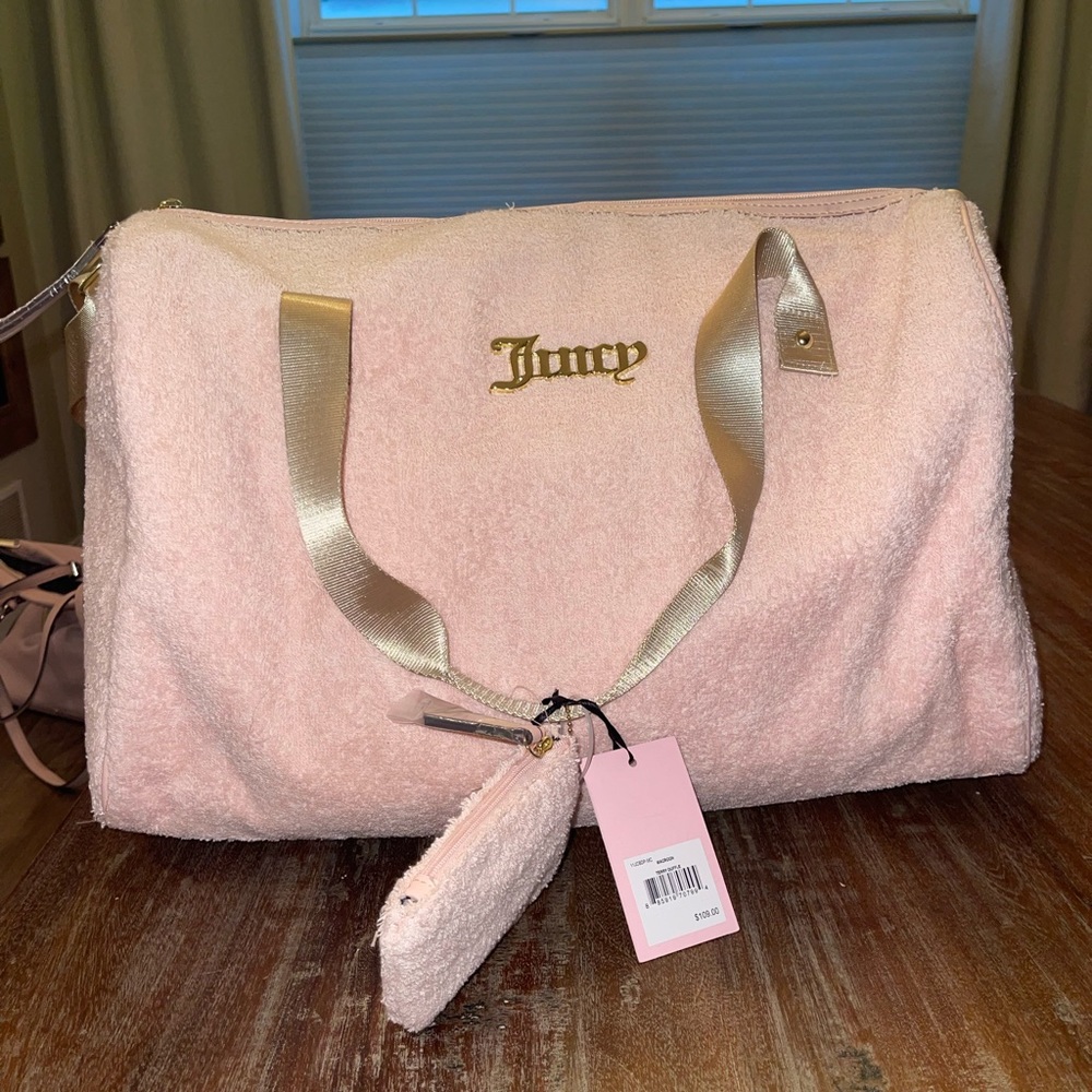 Pink terry cloth macaroon weekender perfect travel duffel bag